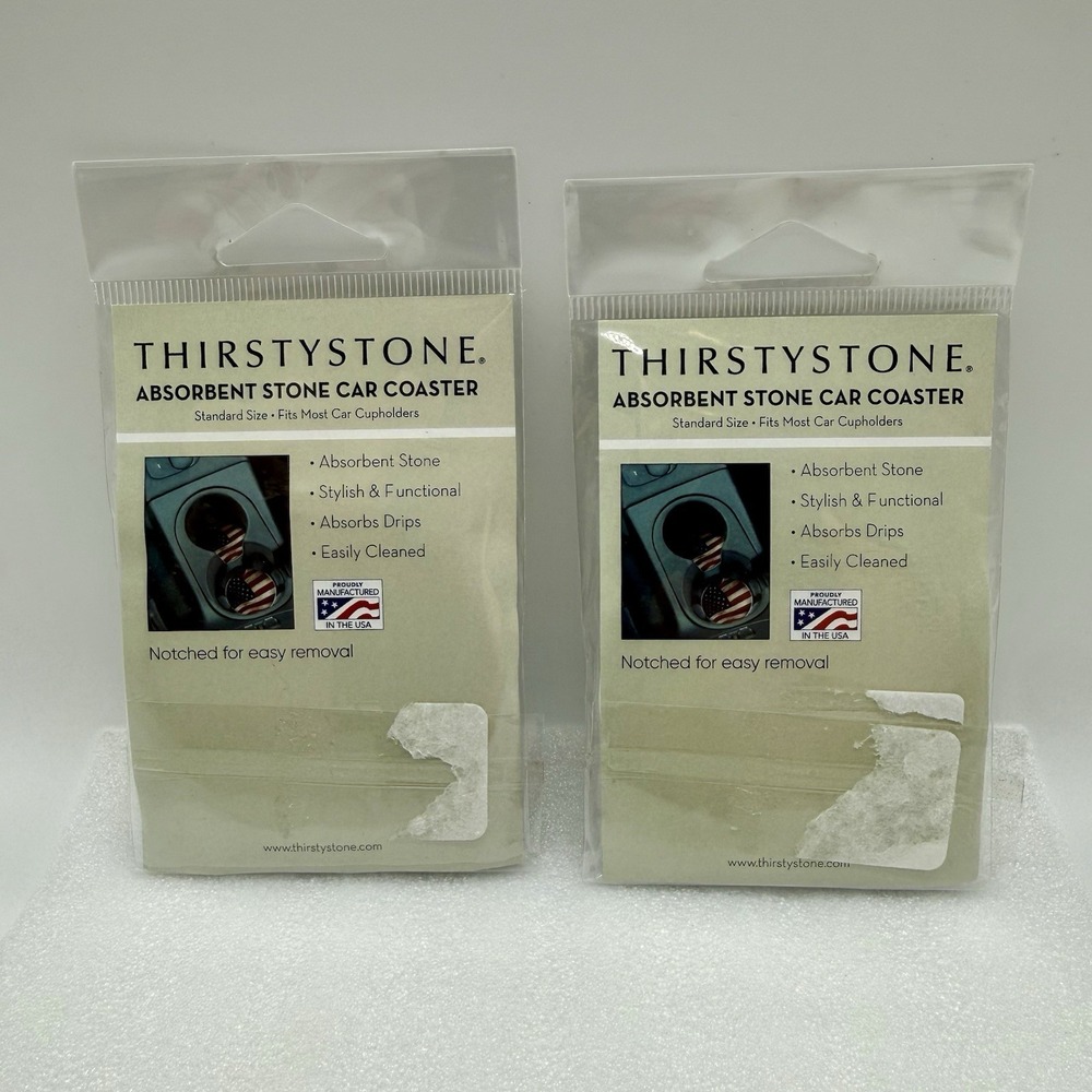 Thirstystone Absorbent Stone Car Coaster‎ Easily Distracted By Plants Lot Of 2 - Picture 2 of 2